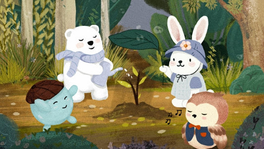 Illustration of Benny the Pal glowing softly in a bedtime story scene