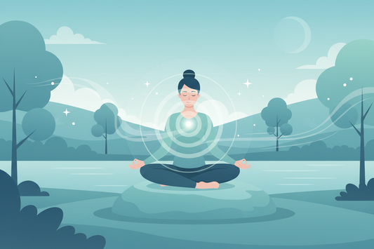 Child doing a guided breathing exercise with a breathing light