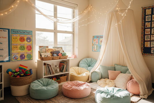 Small-space calm down corner set up at home for kids