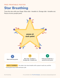 Free printable star breathing poster for kids with in and out sides to trace