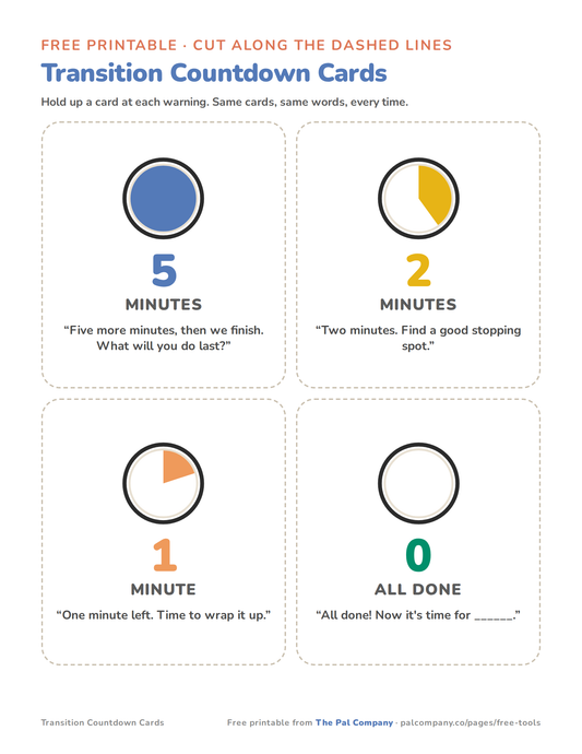 Countdown Visual Cards Bedtime Pass for Kids (Free Printable) – The Pal Company
