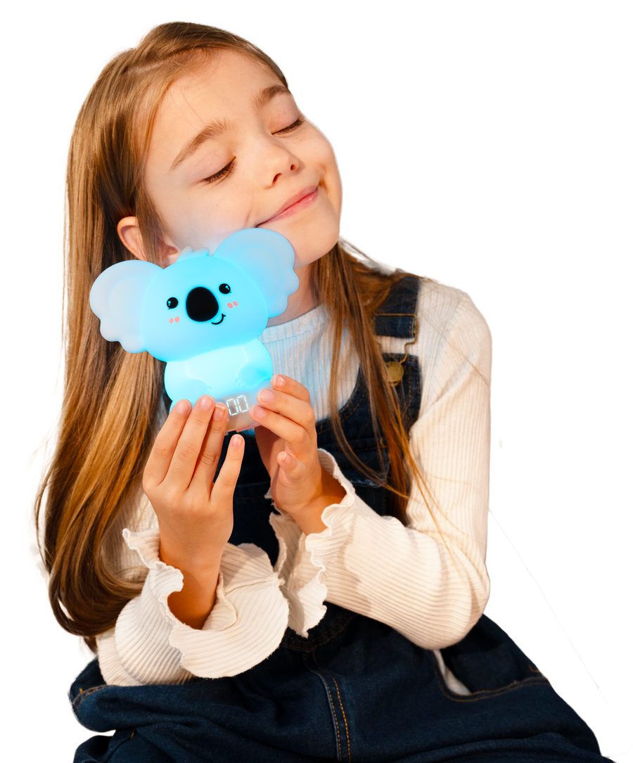 A girl hugging her glowing Breathing Pal